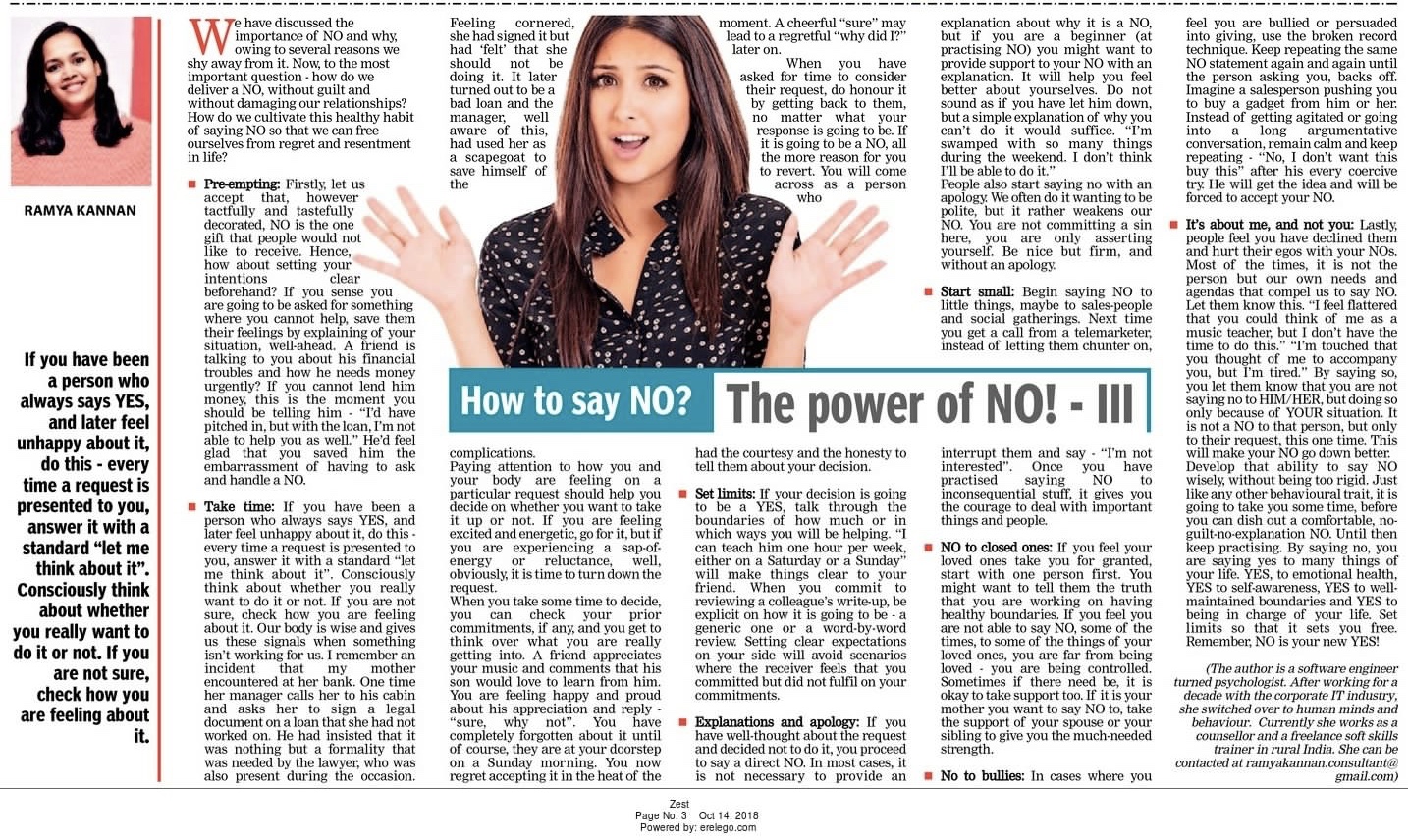 How to Say No? The Power Of NO!  III